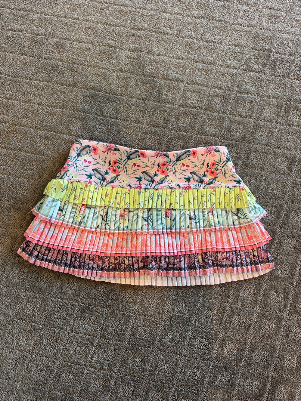 Lucky in Love Floral Tiered Pleated Mini Skirt - Pink Multi